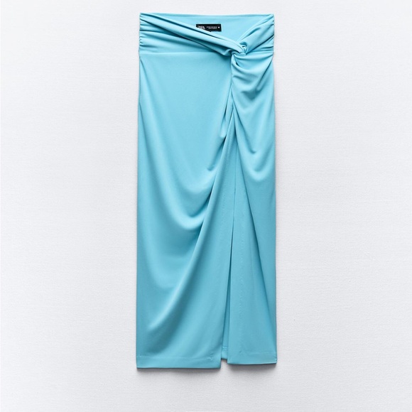 ZARA NWT DRAPED MIDI SKIRT WITH KNOT - Picture 6 of 9